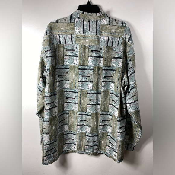 Pelle Pelle Long Sleeve Map Radar Vintage Button Down Shirt Men’s Size L - Picture 5 of 5